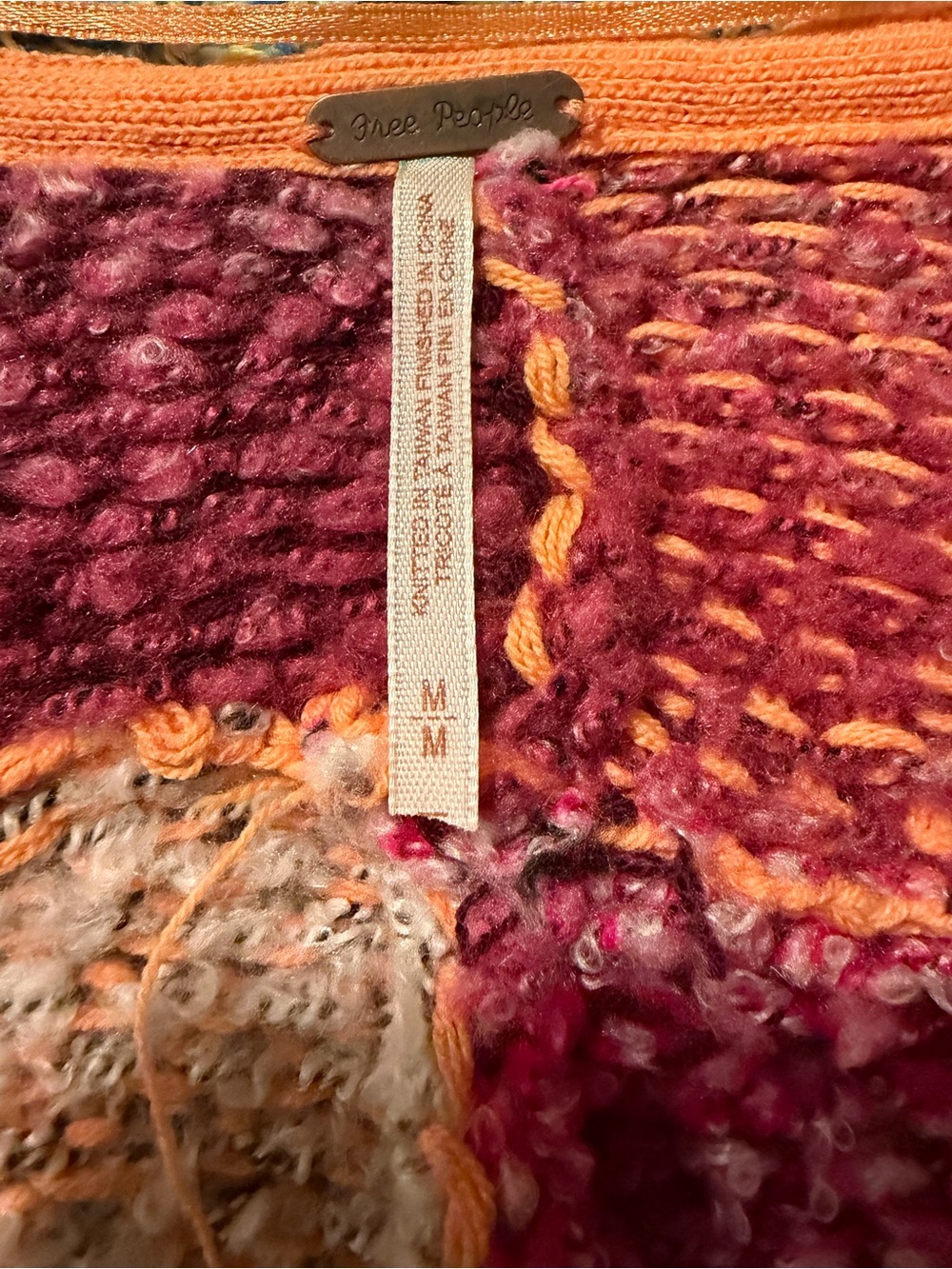 Free People Multicolor Open-Front Knit Cardigan - Pink & Teal - Picture 3 of 4